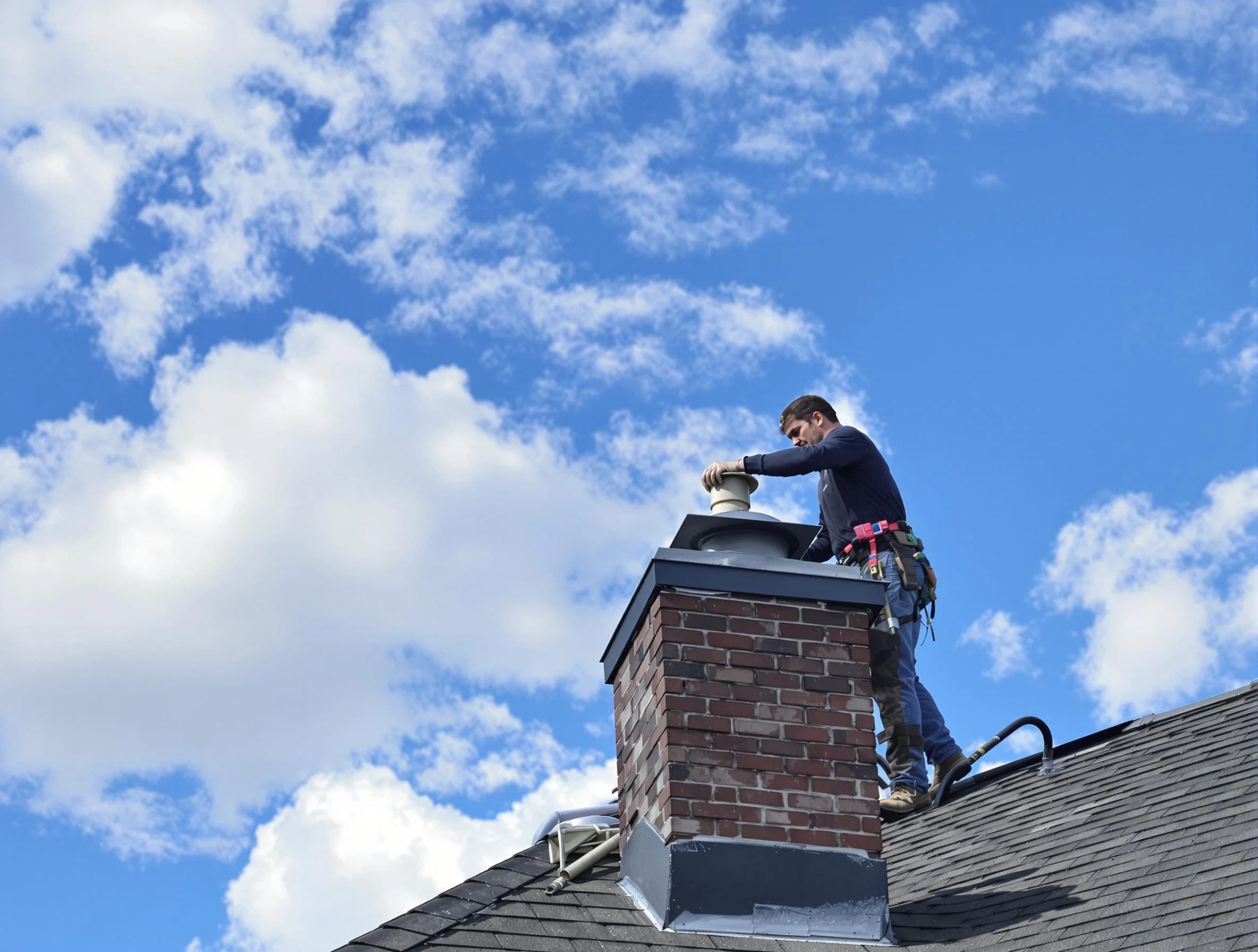Elizabeth Chimney Sweep installing a sturdy chimney cap in Elizabeth, NJ