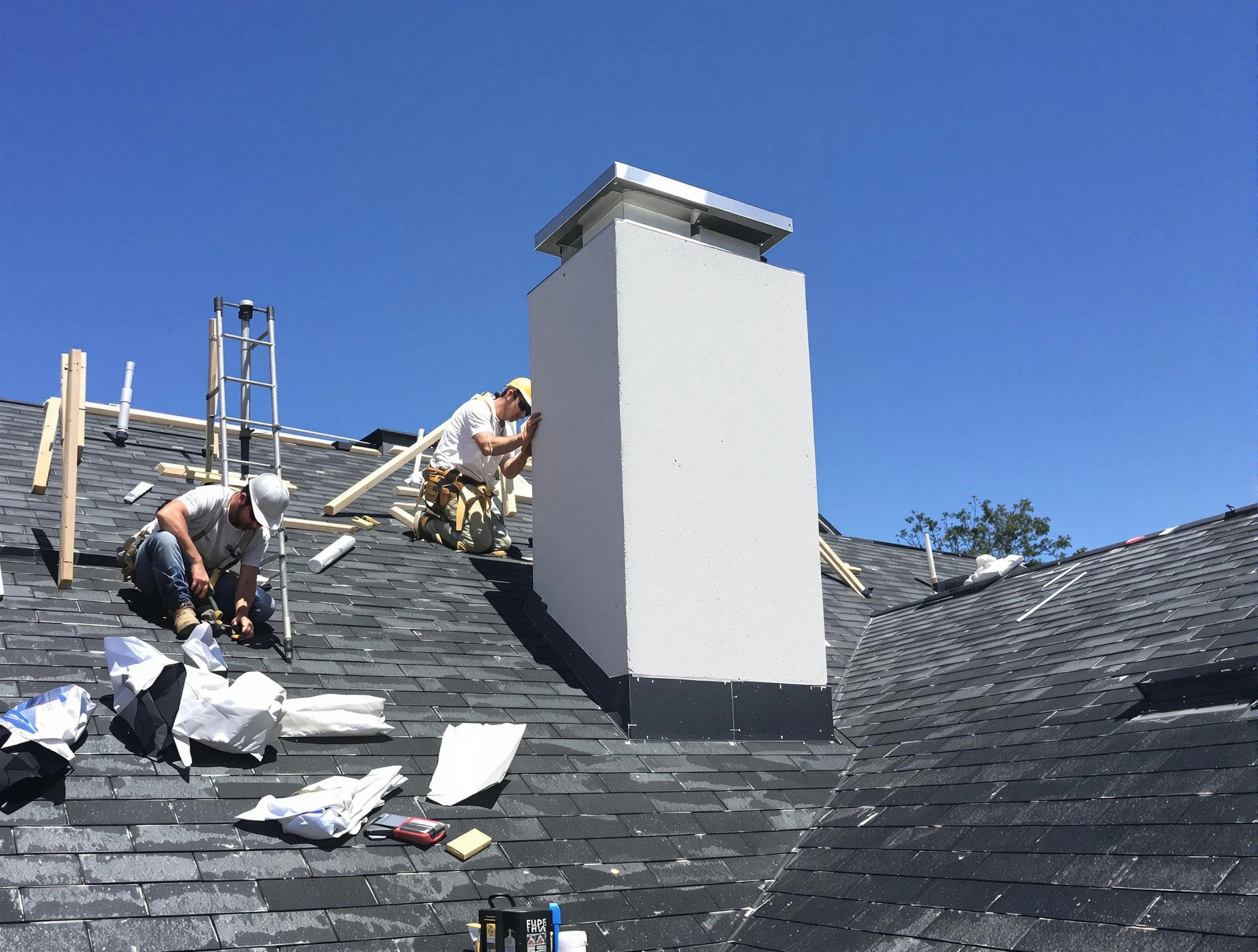 Elizabeth Chimney Sweep crew installing a new chimney in Elizabeth, NJ