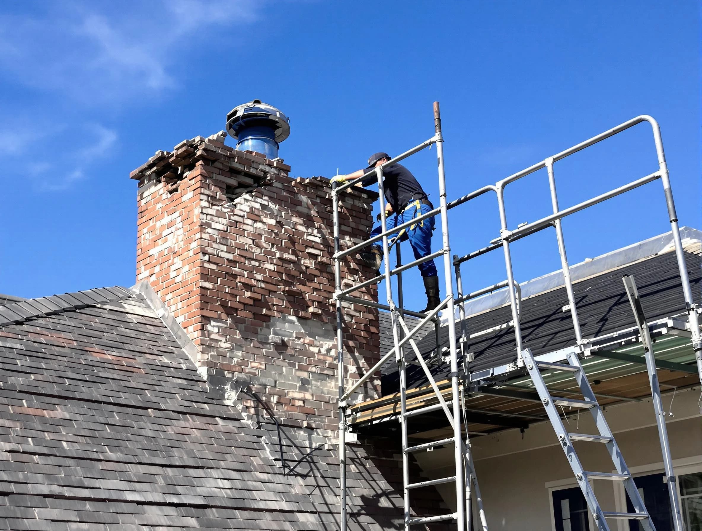 Rebuilding a chimney structure by Elizabeth Chimney Sweep in Elizabeth, NJ