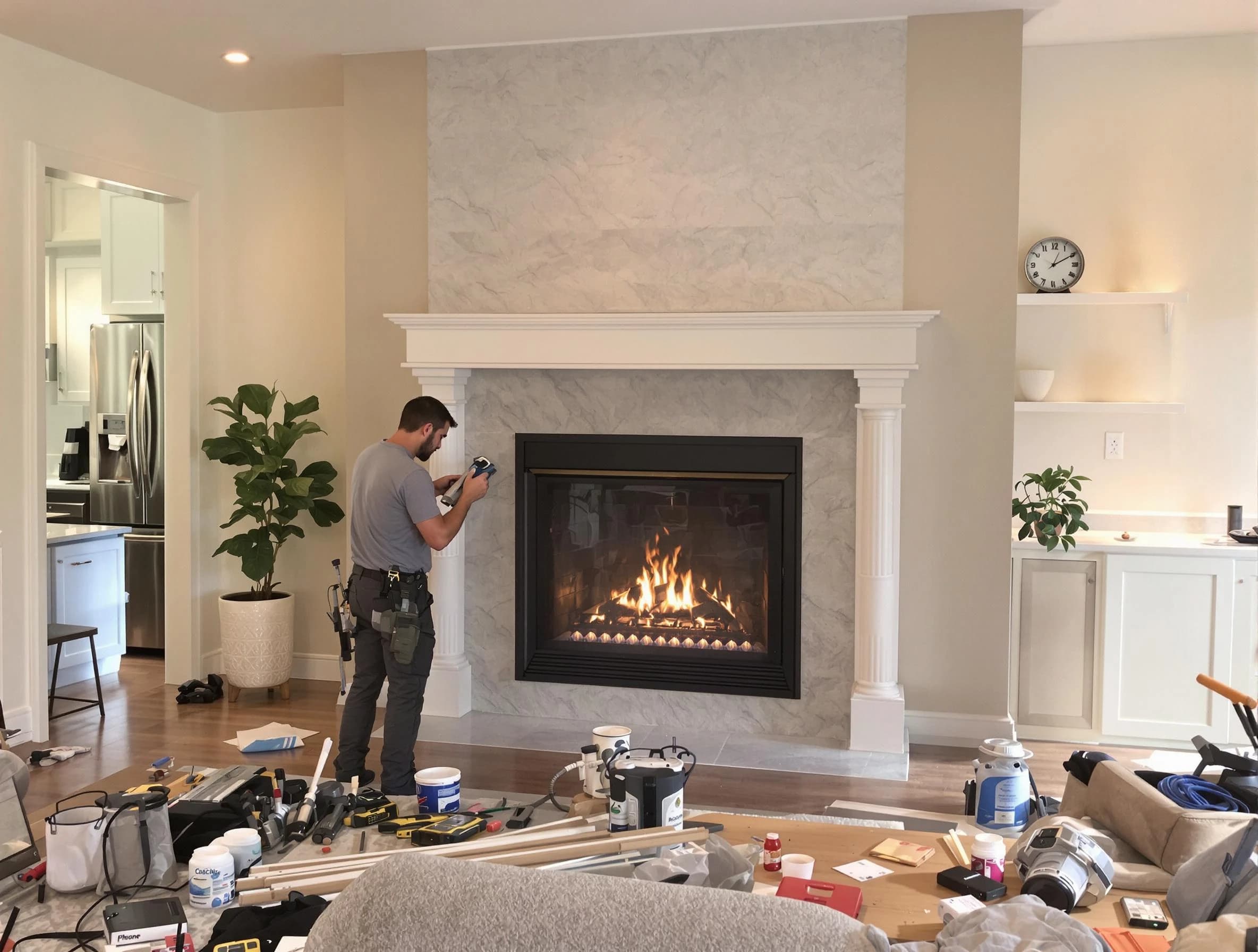 Newly installed fireplace by Elizabeth Chimney Sweep in Elizabeth, NJ