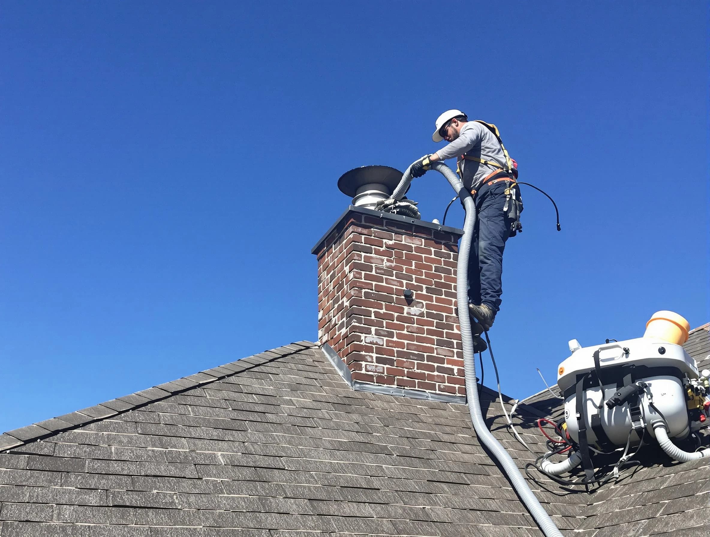 Dedicated Elizabeth Chimney Sweep team member cleaning a chimney in Elizabeth, NJ