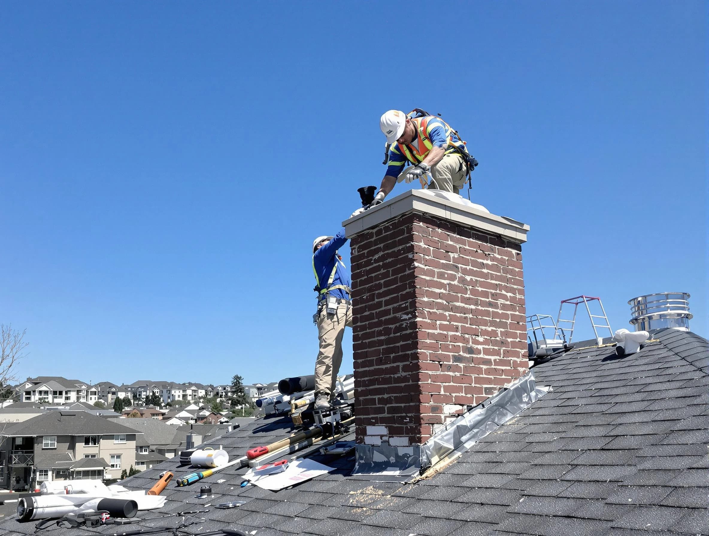 Elizabeth Chimney Sweep repairing a chimney crown in Elizabeth, NJ