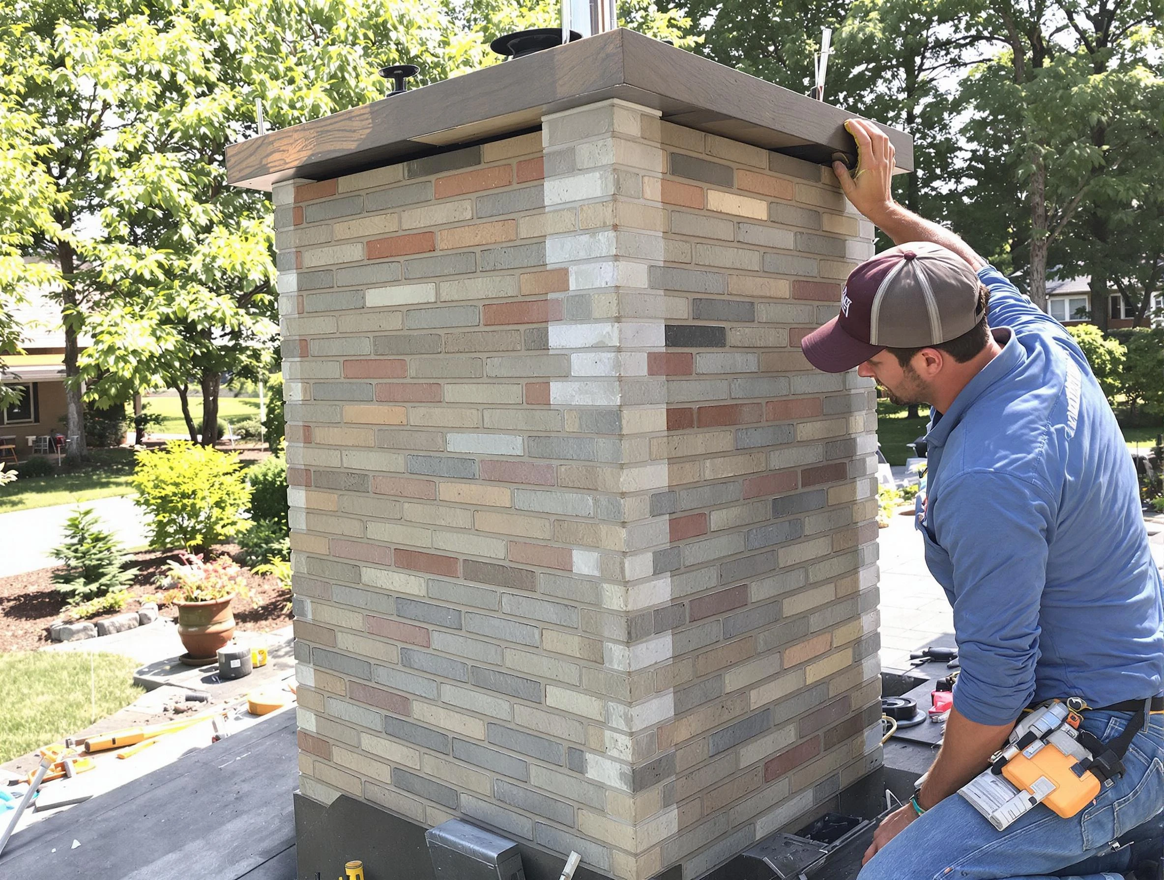 Elizabeth Chimney Sweep completing a modern chimney remodel in Elizabeth, NJ
