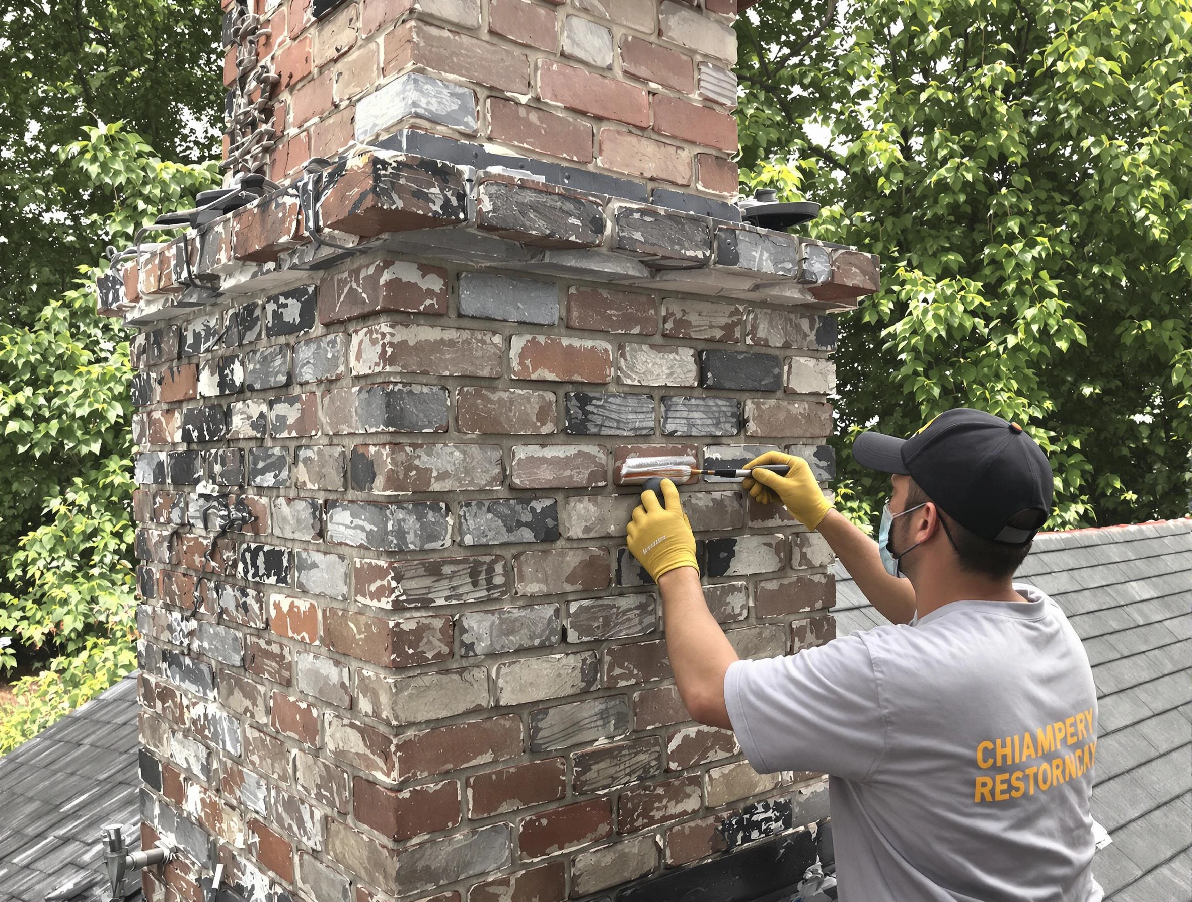 In-progress chimney restoration by Elizabeth Chimney Sweep in Elizabeth, NJ