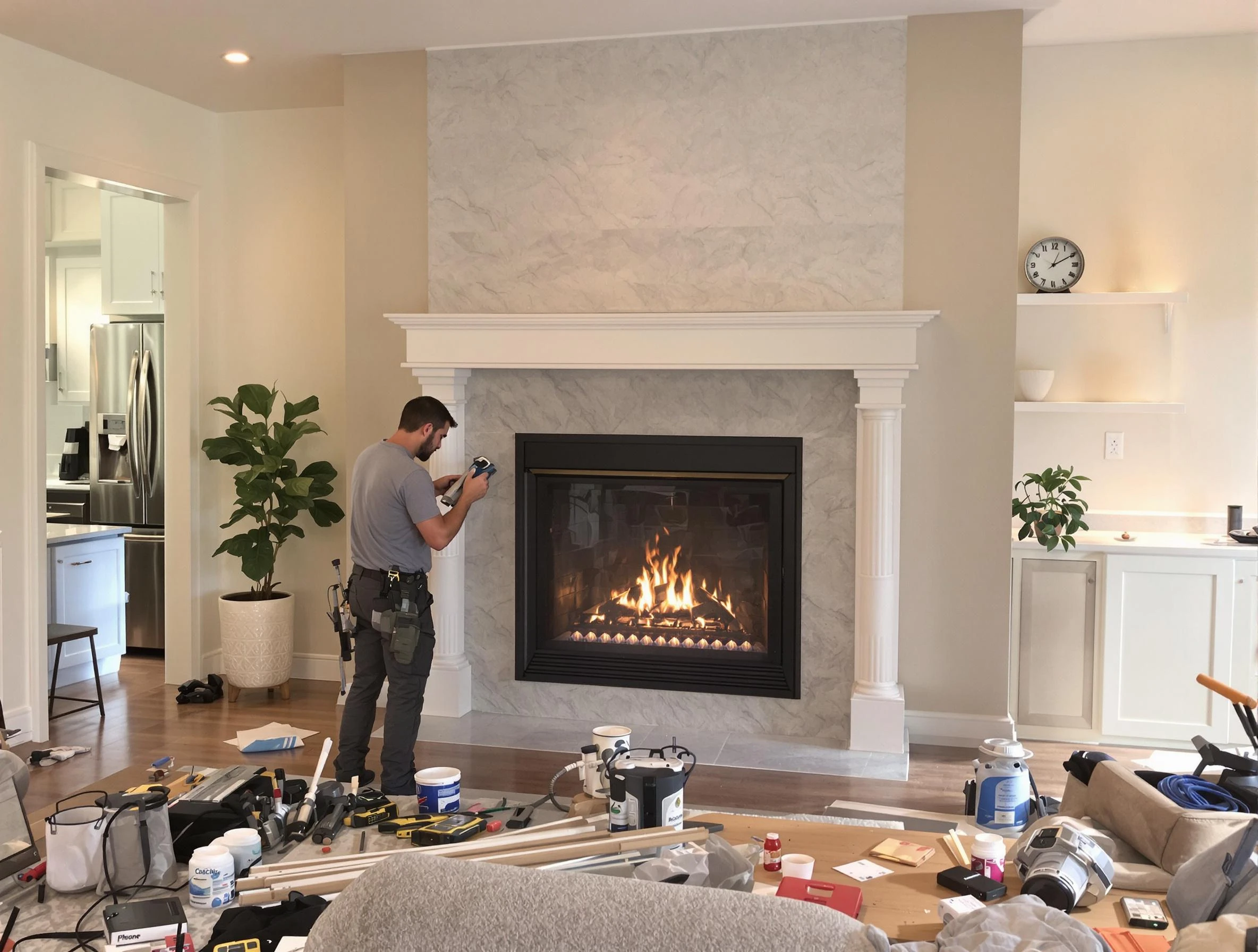 Newly installed fireplace by Elizabeth Chimney Sweep in Elizabeth, NJ