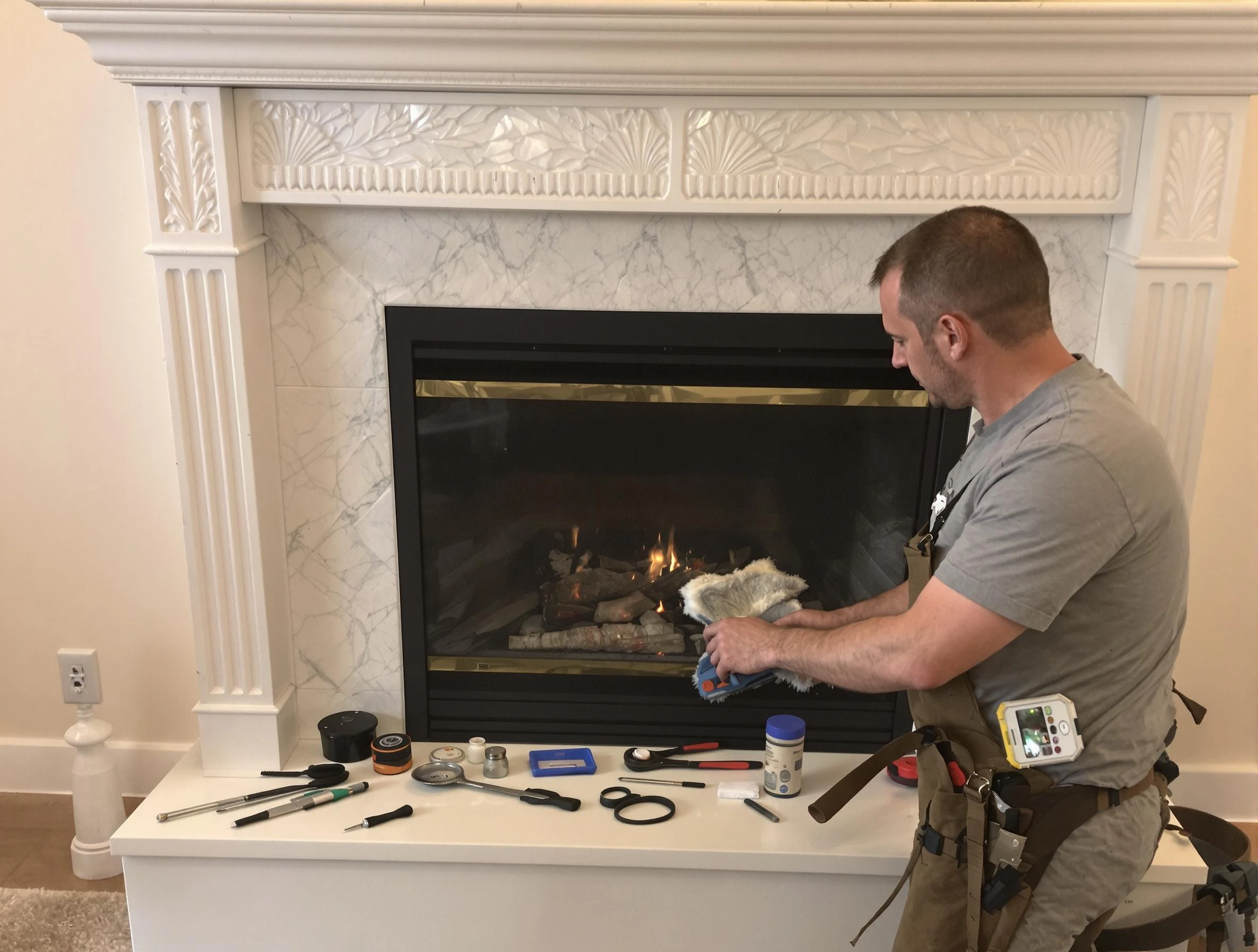 Elizabeth Chimney Sweep performing fireplace maintenance in Elizabeth, NJ